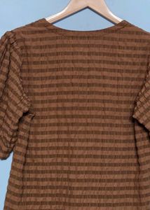 Brown Checked Button-Down Top