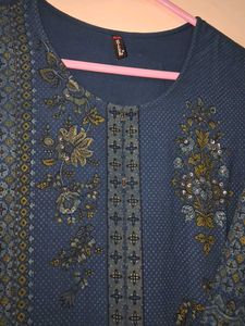 Blue Printed Kurta From trends
