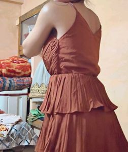 Chic Rusty Orange Tiered Dress