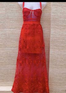 Stunning Red Lace Evening Dress