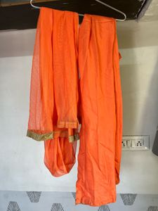 Elegant Orange Embroidered Anarkali