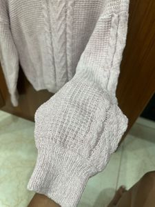 Lavender Cable Knit Turtleneck Sweater