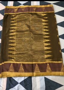 New Brown Saree with Gold Border