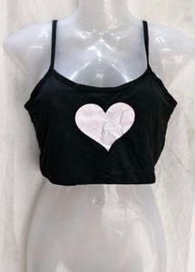 Cute Black Heart Crop Top