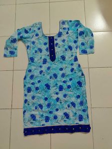PATIALA SUIT Blue Floral Print and white p
