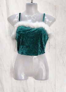 24216. Festive Velvet Crop Top