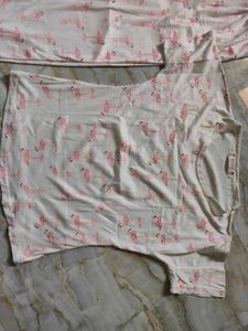 Cute Flamingo Print Pajama Set
