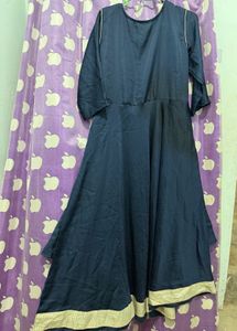 Elegant Navy Kurta with Gold Embellishments