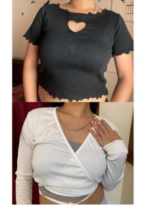 White Wrap Top, Black Heart Top