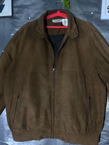 Brown Suede Bomber Jacket