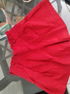 Red Pleated Shorts
