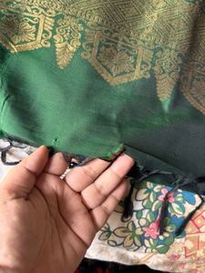 Elegant Green Saree with Gold Border