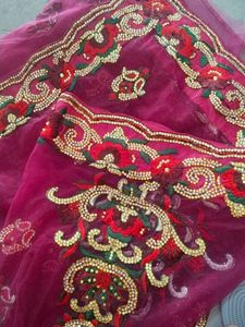 Embroidered Magenta Saree