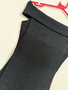 Sparkly Off-Shoulder Black Dress