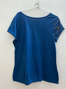 Blue Beaded Accent T-Shirt