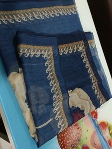 Boho Floral Print Blue Scarf