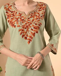 Embroidered Green Kurta