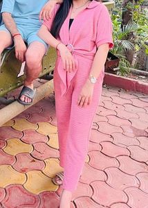 Chic Pink Textured cordset with Ring Detail