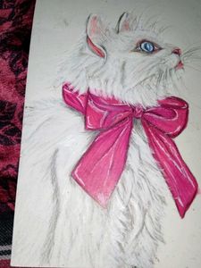 Cat Painting with Bow