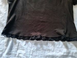 Layered Black Lace Trim T-Shirt