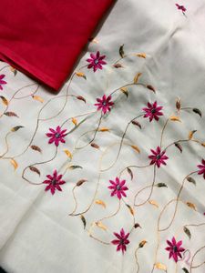 Unstitched Georgette Floral Embroidered Suit