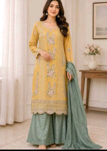 yellow Kurta Set with Palazzo
