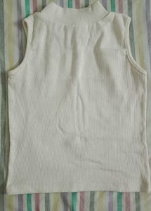 White Ribbed Mock Neck Tank Top