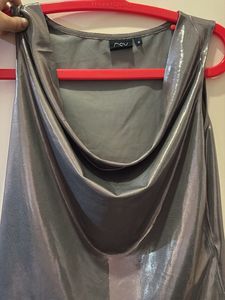 Sleek Metallic Cowl Neck Top