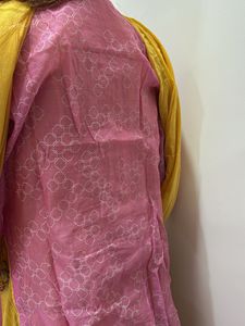 Pink Kurta Set with Yellow Dupatta