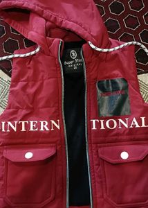 Red Padded Hoodie Vest kids.