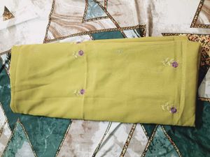 Elegant Lime Green &amp; Purple Saree