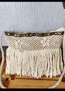 Boho Macrame Fringe Crossbody Bag