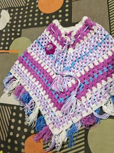 Crocheted Poncho &amp; Animal Hat Set new