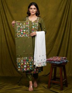 Embroidered Cotton Kurta Set