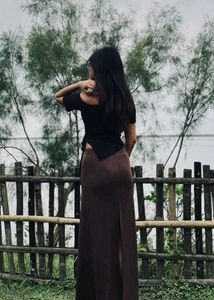Long Brown Flowy Skirt