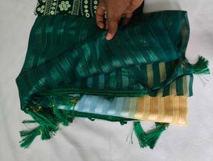 Emerald Green Sequins saree