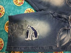 Distressed Blue Denim Shorts
