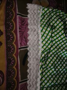 New Green Checkered Kurta with Lace Trim