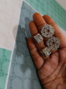 Sparkling Silver Stud Earring Set