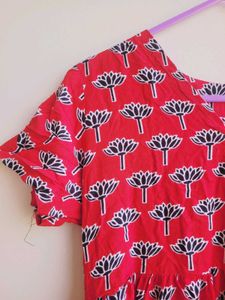 Red Floral Printed Dress