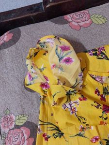 Yellow Floral Ruffle Dress
