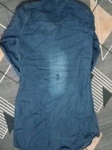 Denim Shirt Dress with Embellishment