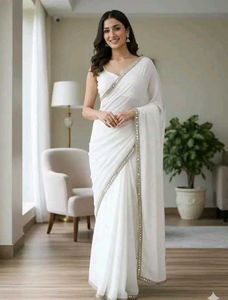 Elegant White Saree for a beautiful look