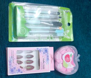 Makeup Brush Set & False Nails+ instant soap