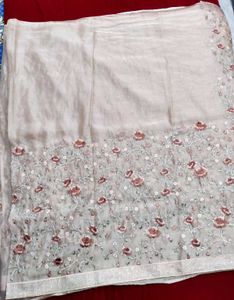 Elegant Embroidered Saree With Blouse Piece