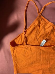 H&amp;M Orange Cropped Tank Top