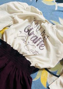 combo Cute Giraffe Print Tops - Set of