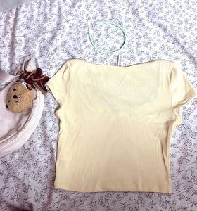 Women's Yellow Ribbed Crop Top