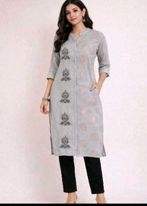 Elegant Grey Printed Kurta