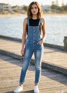 Stylish Blue Denim Overalls for Women